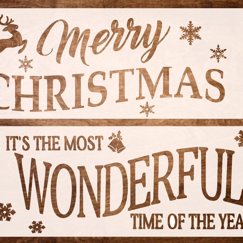 Large Christmas Stencils for Wood Signs Merry Christmas Etsy