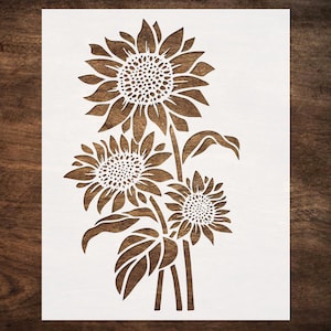 LARGE SUNFLOWER Stencil (12&quot;x15&quot;) - Floral Flower Stencils for Painting, Farmhouse Stencil, Stencils for Walls, Reusable Stencils for Crafts