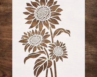 LARGE SUNFLOWER Stencil (12&quot;x15&quot;) - Floral Flower Stencils for Painting, Farmhouse Stencil, Stencils for Walls, Reusable Stencils for Crafts