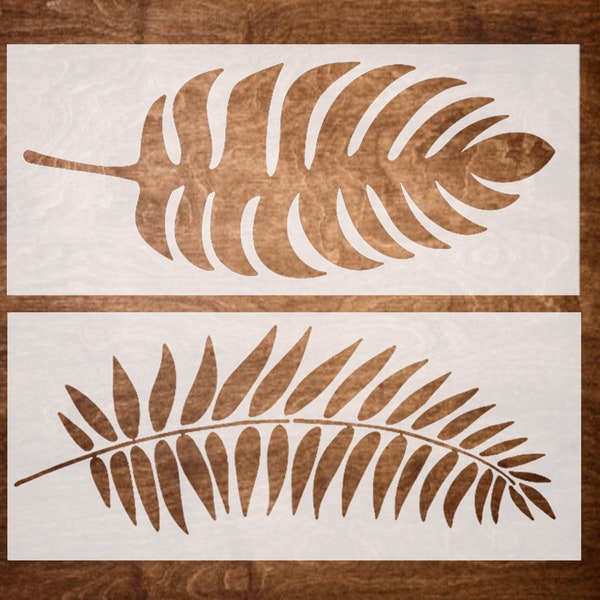 Large Leaf Stencils, TROPICAL and Palm LEAF Stencils, DIY Reusable Stencils for Painting, Wall Stencils (6"X14.5")