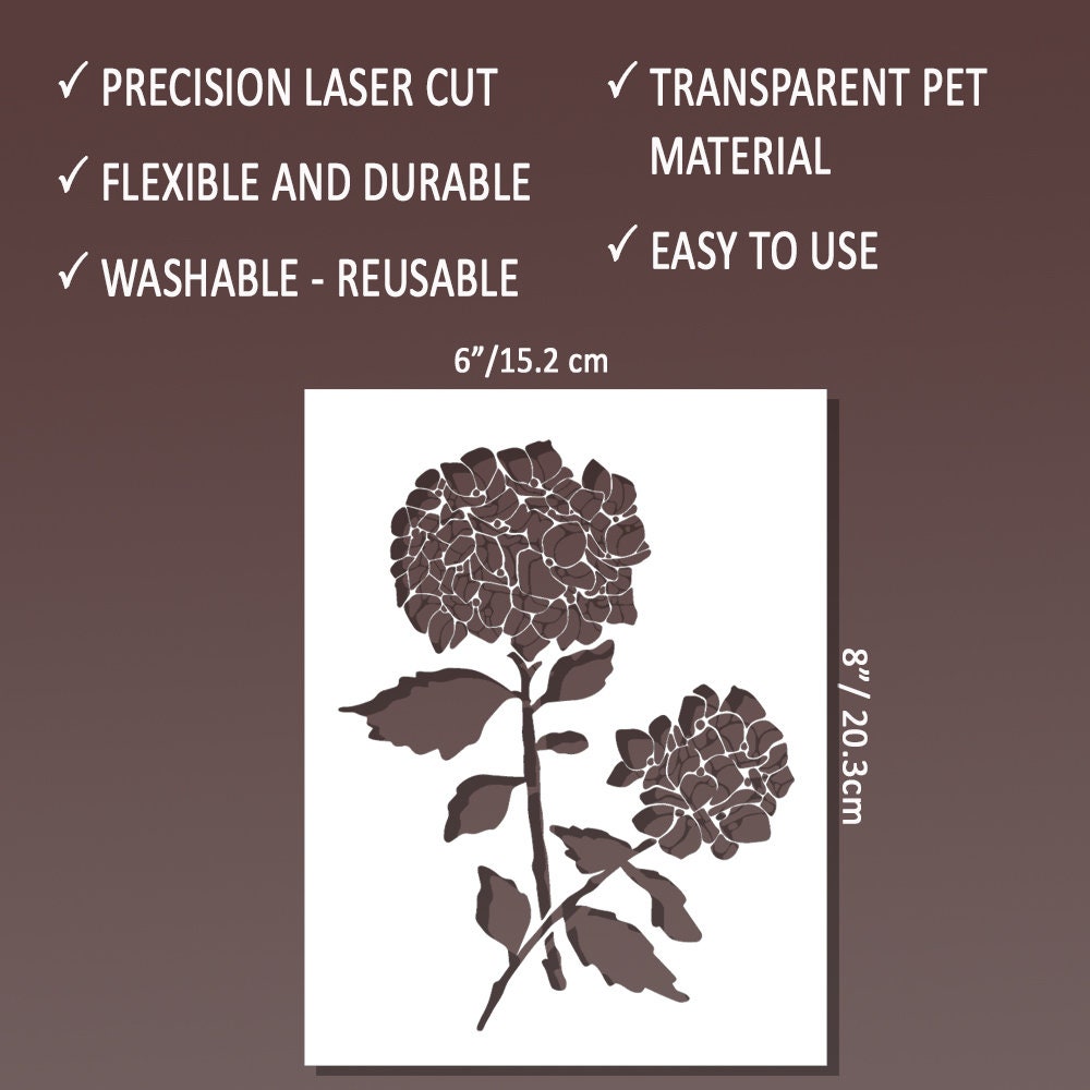 Hydrangea Stencil, Flower Stencils for Painting on Wood, Canvas, Wall ...