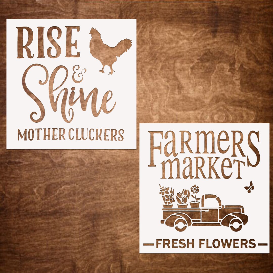 Farmhouse Stencil 2 Pack - Farmhouse Rustic Decor, Painting Stencil ...