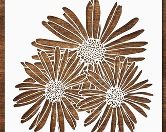 Daisy Stencil, Flower Stencils for Painting on Wood, Canvas, Wall - Reusable Floral DIY Stencils for Crafts - Daisies