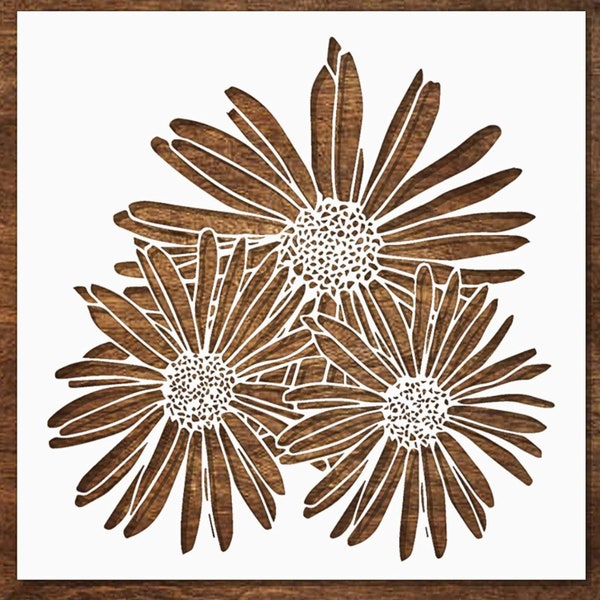 Daisy Stencil, Flower Stencils for Painting on Wood, Canvas, Wall - Reusable Floral DIY Stencils for Crafts - Daisies