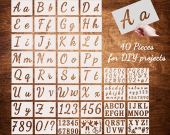 2 inch LETTER STENCIL Sheet Clear Alphabet Numbers TYPEWRITER 8.25" x 18" 