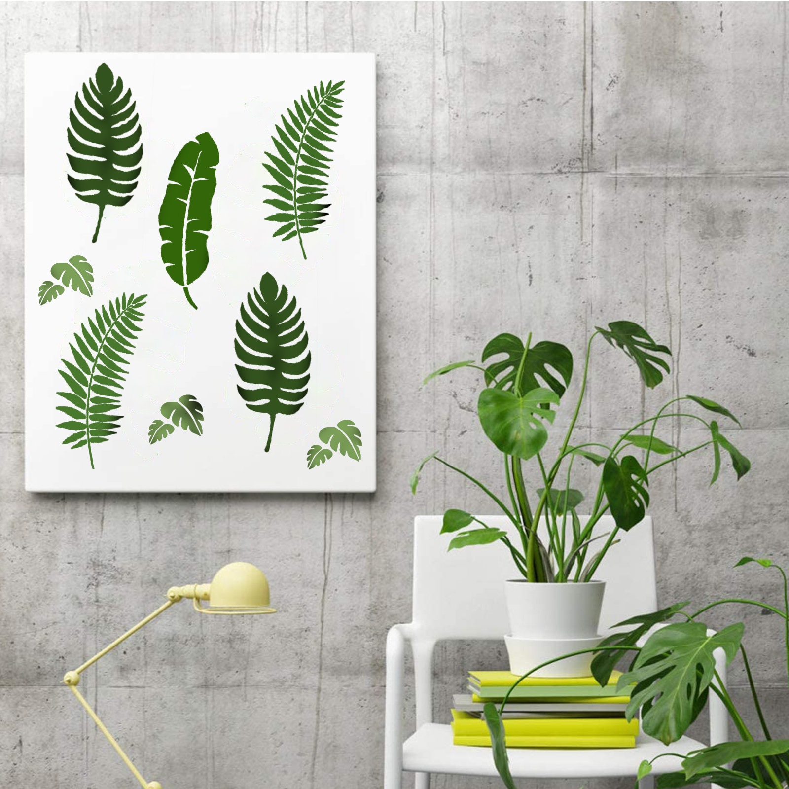 10 Pieces Leaf Stencils for Painting on Wood Palm Fern Turtle Tropical Leaf  Wall Stencil Reusable DIY Art Crafts Drawing Templates Stencils for
