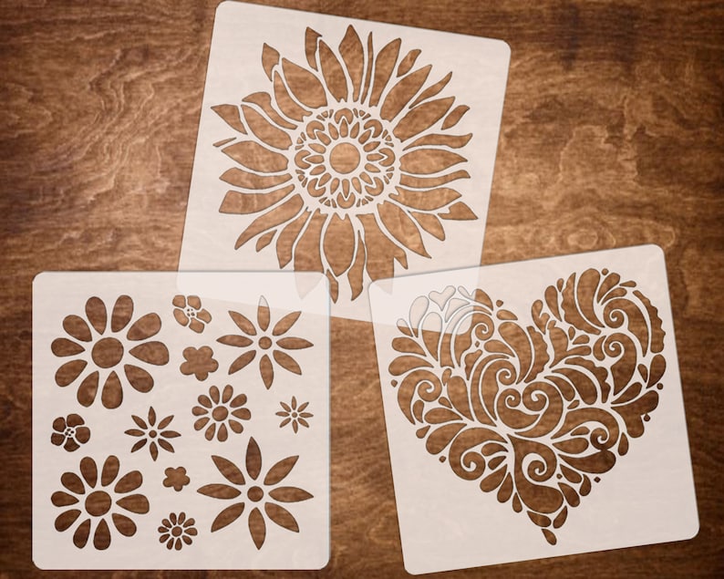 BOHO Stencils - Sunflower, Mandala & Flower Stencils for Painting on Wood - DIY Sneakers - Reusable Stencils 