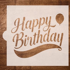 Happy Birthday Baking Stencil - Cookie, Cake Stencil - Birthday Stencil, Reusable Stencil Decoration (Stencil only - 6&quot;x6&quot;)