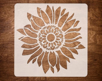 BOHO SUNFLOWER Stencil for Painting on Wood, Canvas, Furniture, DIY Sneakers - Reusable Flower Stencils for Crafts