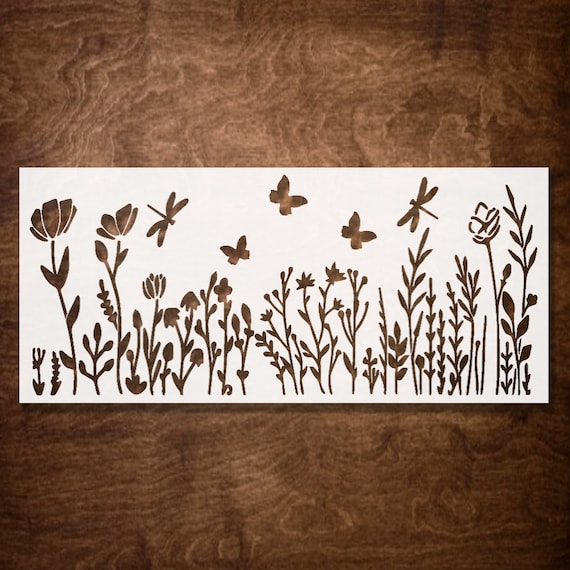 Wildflower Stencil for Painting on Wood, Canvas, Furniture