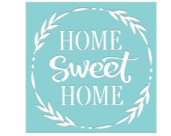 HOME SWEET HOME Silk Screen Stencil for Painting, diy Home Decor, Craft Stencil, Adhesive Mesh Transfer Stencils for Wood Signs, Canvas