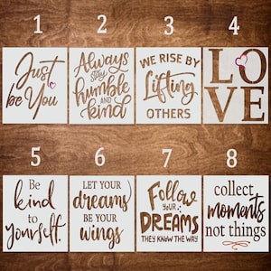 Reusable Stencils, ANY 2 INSPIRATIONAL STENCILS (10&quot;x10&quot;), Stencil for Crafts, Painting, Wood Signs, Dream Love Humble and Kind, Templates