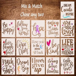Reusable Stencils, ANY 2 INSPIRATIONAL Stencils for Crafts, Painting, Wood Signs, DIY Stencil (8&quot;x8&quot;)