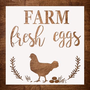 Reusable Stencil - Farmhouse Rustic Décor, Painting Stencils, DIY Stencil, Wood Signs -Farm Fresh Eggs (10X10)