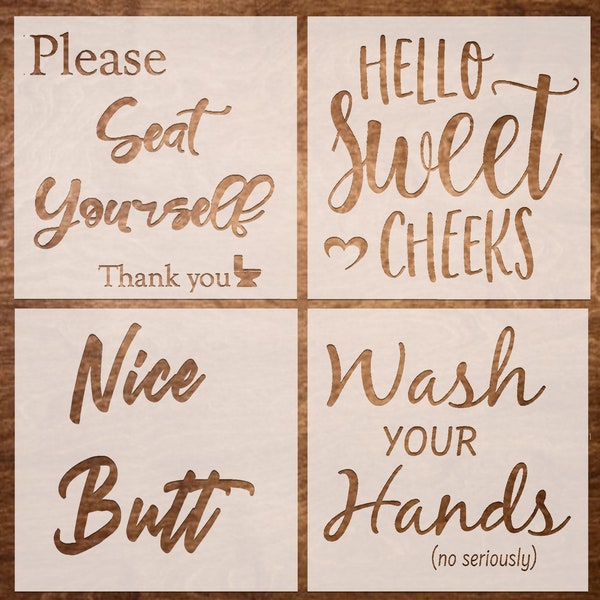 Bathroom Stencils Etsy