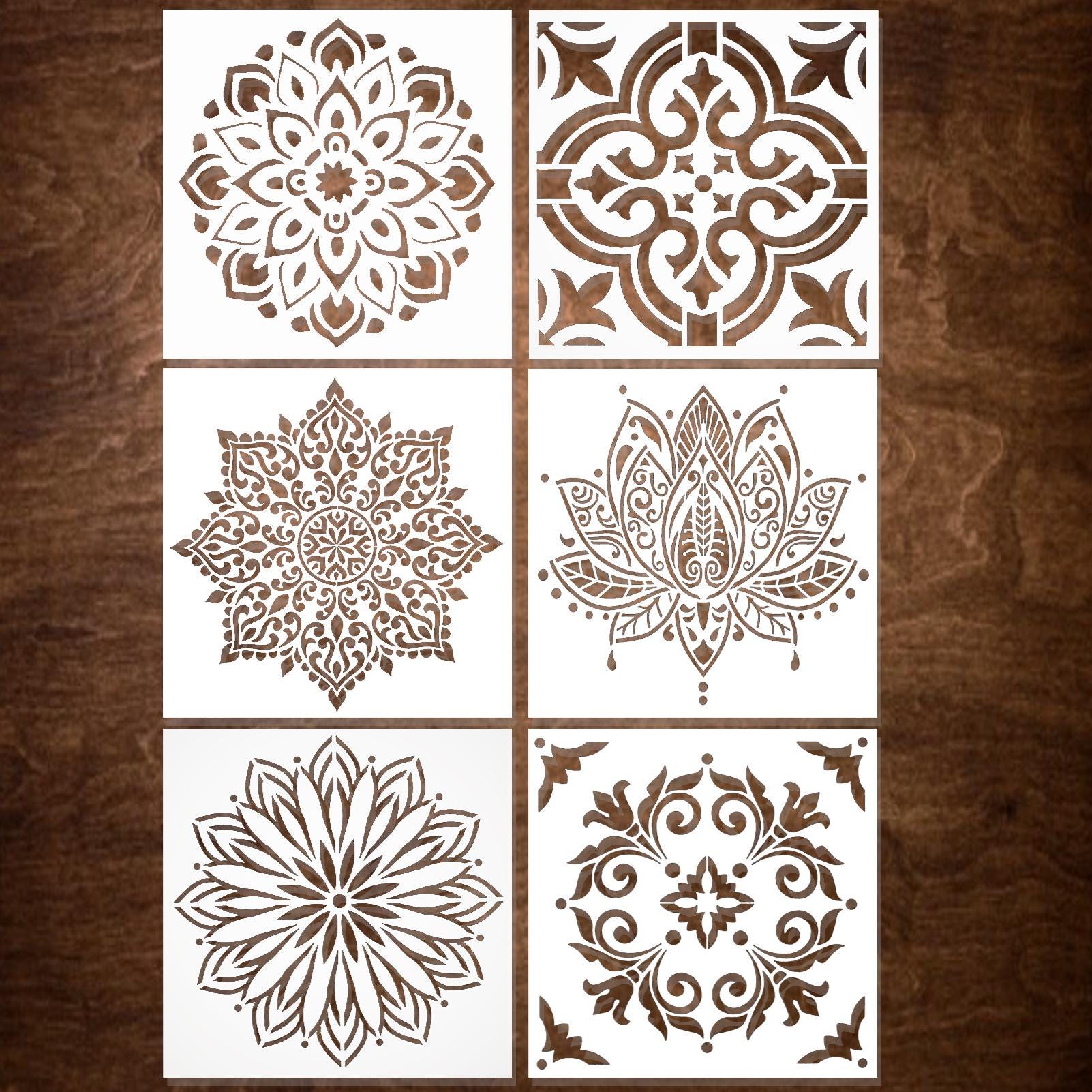 Set of 6 MANDALA Stencils, Reusable Wall Stencil, DIY Home Decor, Craft ...