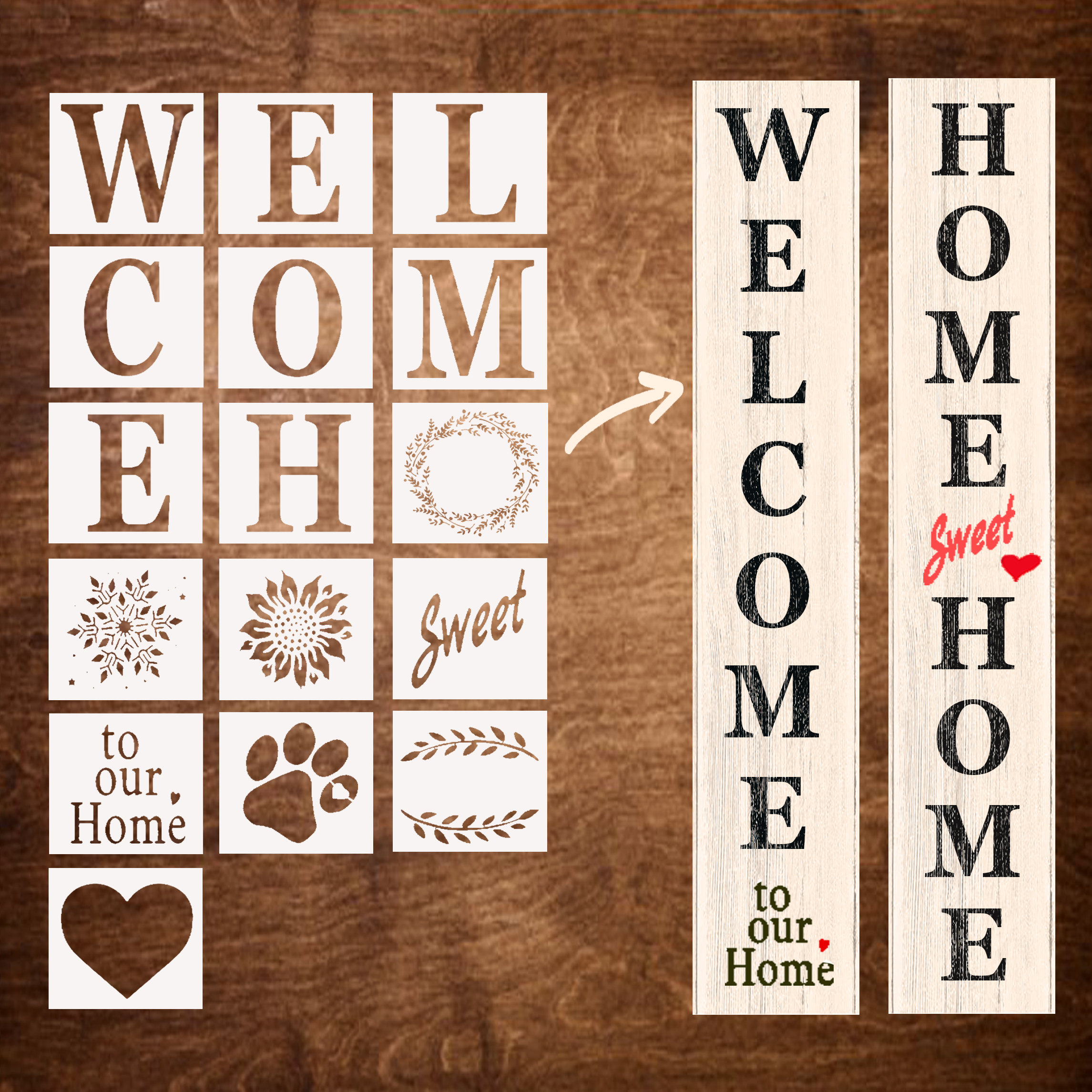 Welcome Stencils for Crafts Reusable Welcome Stencil for Wood Sign