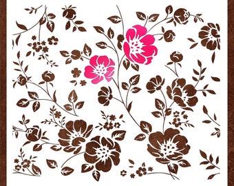 Large Flower Stencil, Reusable Cherry Blossom Stencil for Crafts, Art, Furniture, Repeating Pattern DIY Stencils and Templates (17"x14.5")
