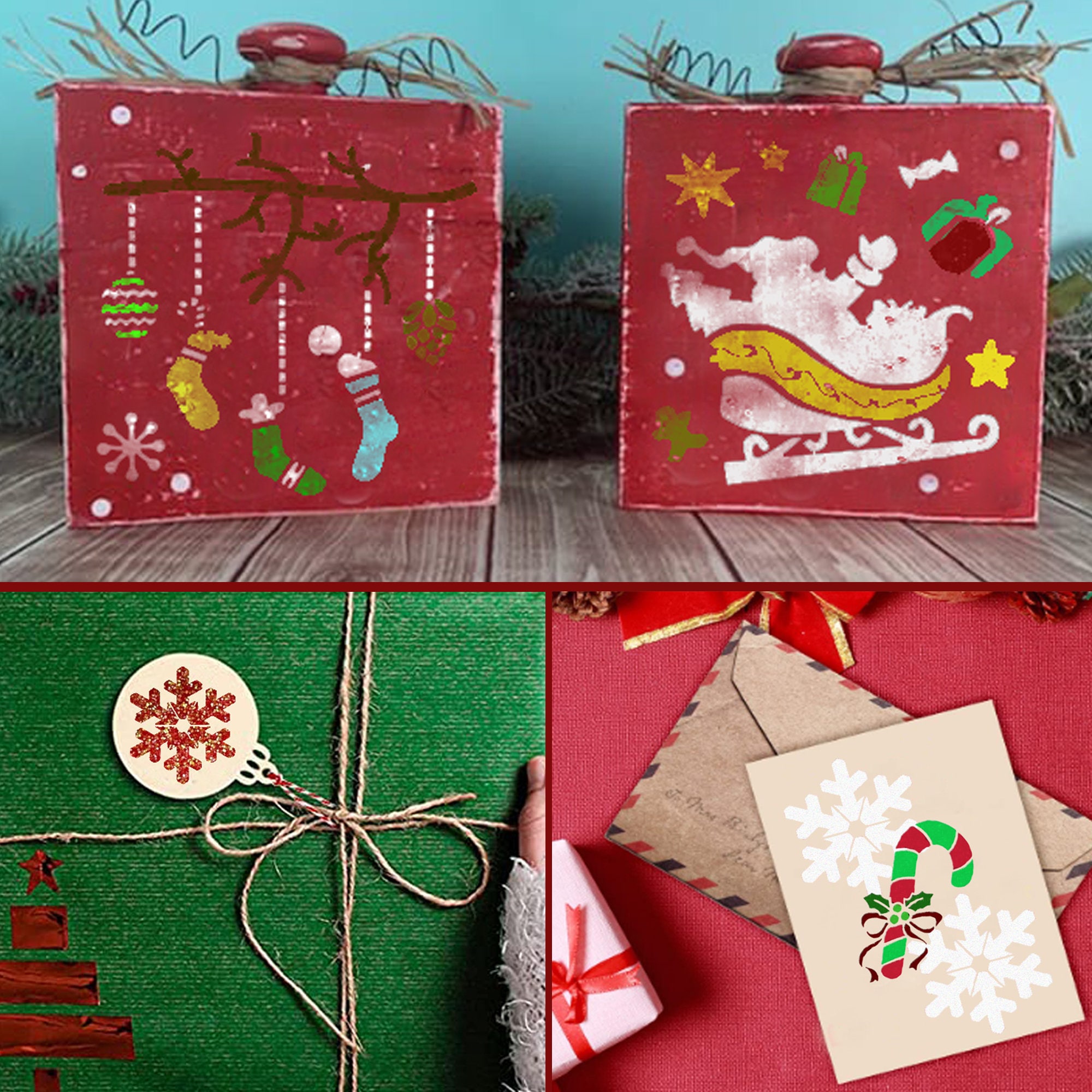 Any 2 GRINCH Stencils Reusable Merry Christmas Stencils for 