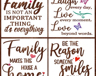 4 Reusable Stencils, INPIRATIONAL STENCILS (8"x8") for Craft Stencils, Painting Stencils, Wood Signs, DIY Stencil