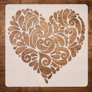 BOHO Stencils Mandala Heart Stencil for Painting on Wood, Canvas