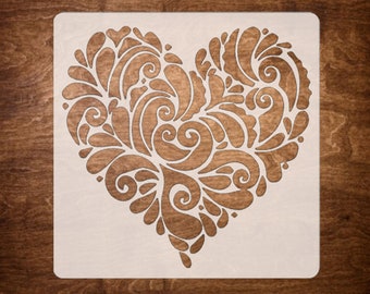 Reusable Stencils - Mandala Heart Stencil for Painting on Wood, Canvas, Furniture - DIY BOHO Sneakers - Crafts