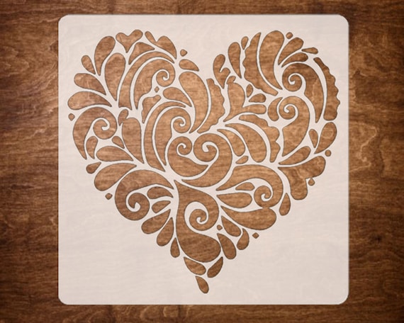 BOHO Stencils Mandala Heart Stencil for Painting on Wood, Canvas