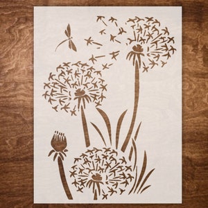 Dandelion Stencil for Painting on Walls, Wood - Flower Stencil - Stencils for Crafts - Reusable Stencils