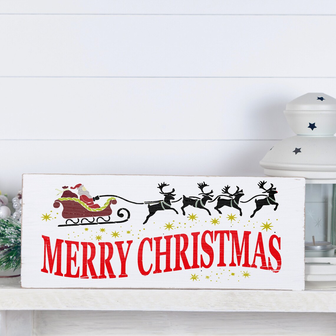 Large Christmas Stencils for Wood Signs Merry Christmas Etsy