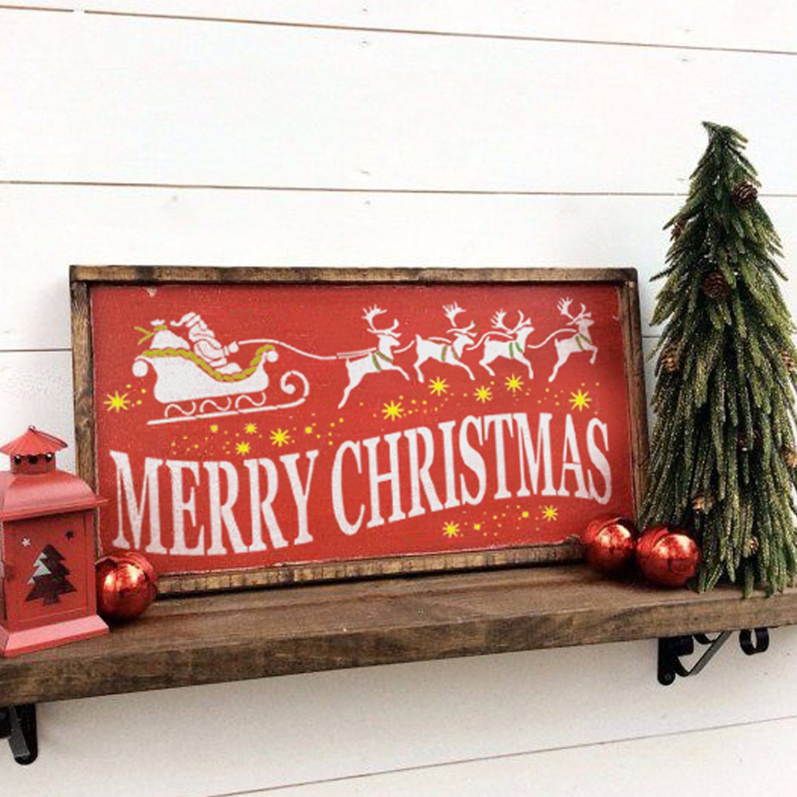 Large Christmas Stencils for Wood Signs Merry Christmas Etsy