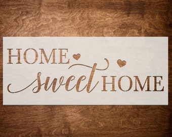 Home Sweet Home Stencil, Farmhouse Stencil for Painting on Wood, DIY Craft Reusable Stencil, Vinyl Stencil