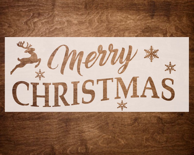 Merry Christmas Stencil Reusable Christmas Stencils for Wood Etsy