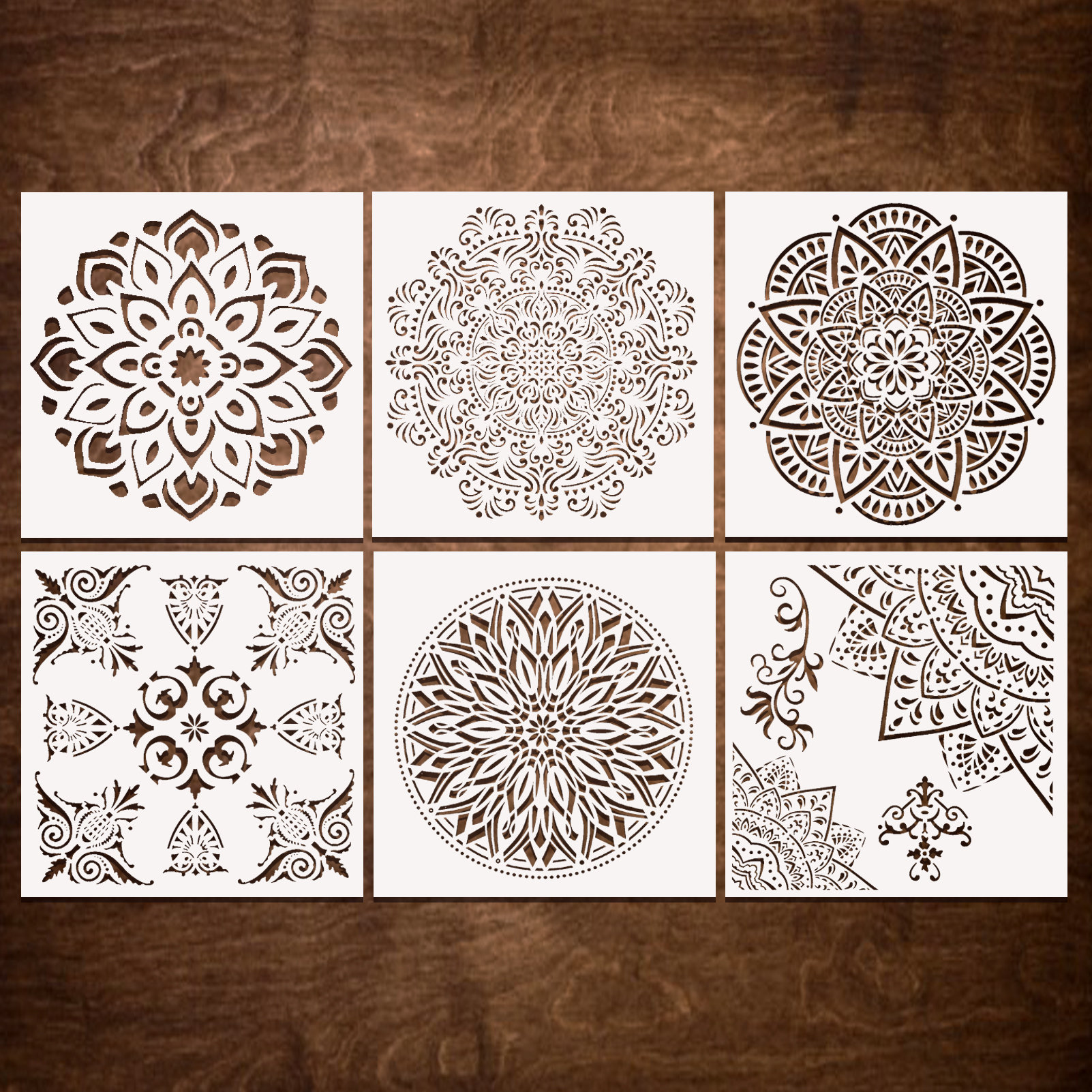 Flower Border Stencils, 8 Pcs Stencils for Painting on Wood Canvas Paper  Craft