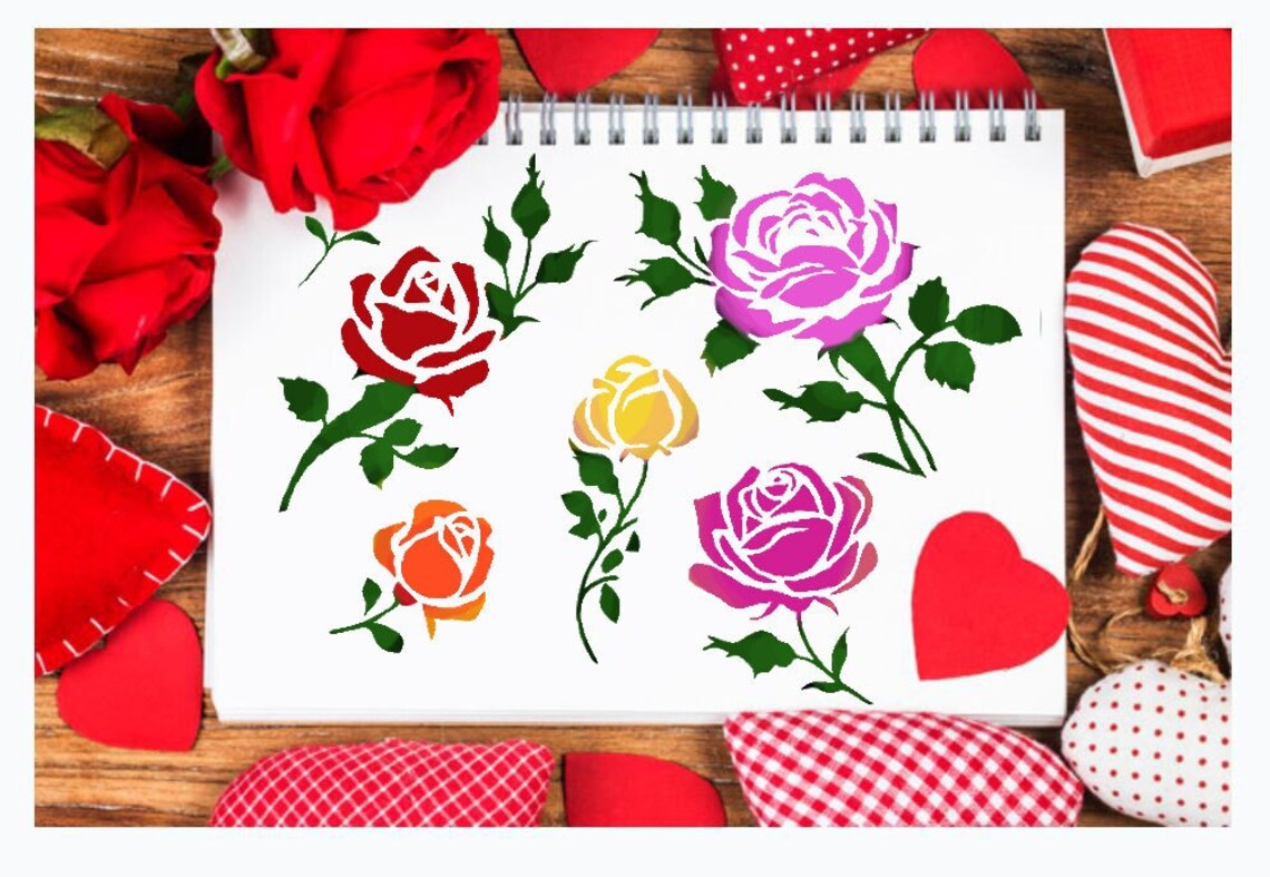 Reusable Flower Stencils, Rose and Cherry Blossom Stencil for Painting ...