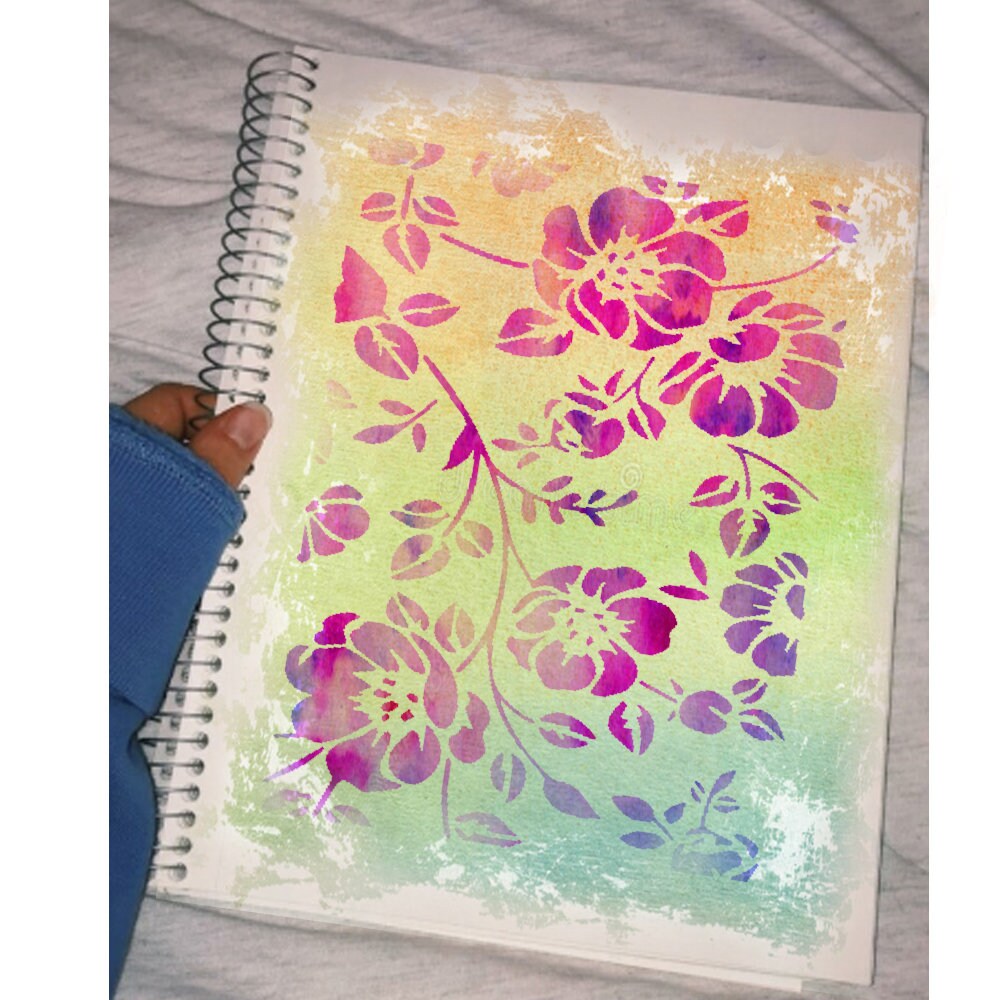 Reusable Flower Stencils, Rose and Cherry Blossom Stencil for Painting ...