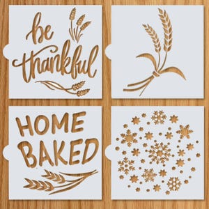 Baking Reusable Stencils - Sourdough Bread Stencil -Be Thankful, 2 Wheat (4 pack -Stencils only)