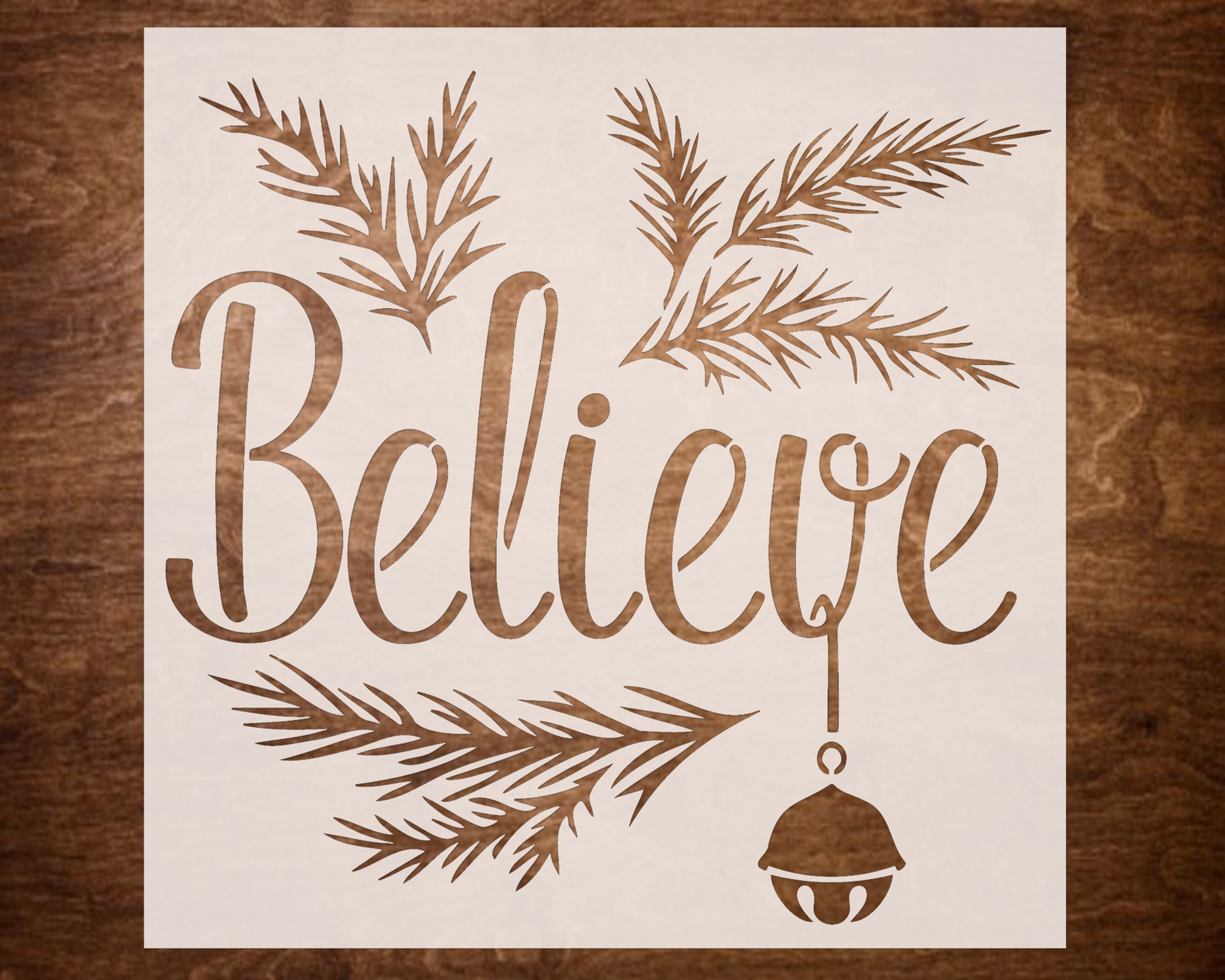 Reusable Christmas Holiday Stencil - BELIEVE Stencil - Christmas Deco…