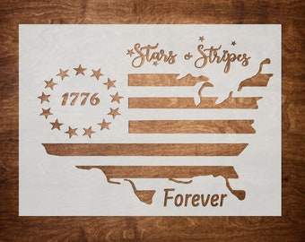 USA STARS & STRIPES Stencil, United States Map Stencil, Durable, Reusable (10"x8")