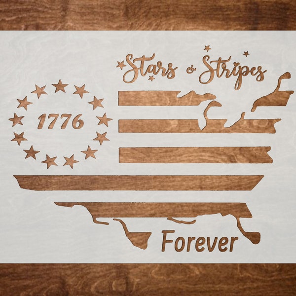 USA STARS & STRIPES Stencil, United States Map Stencil, Durable, Reusable (10"x8")