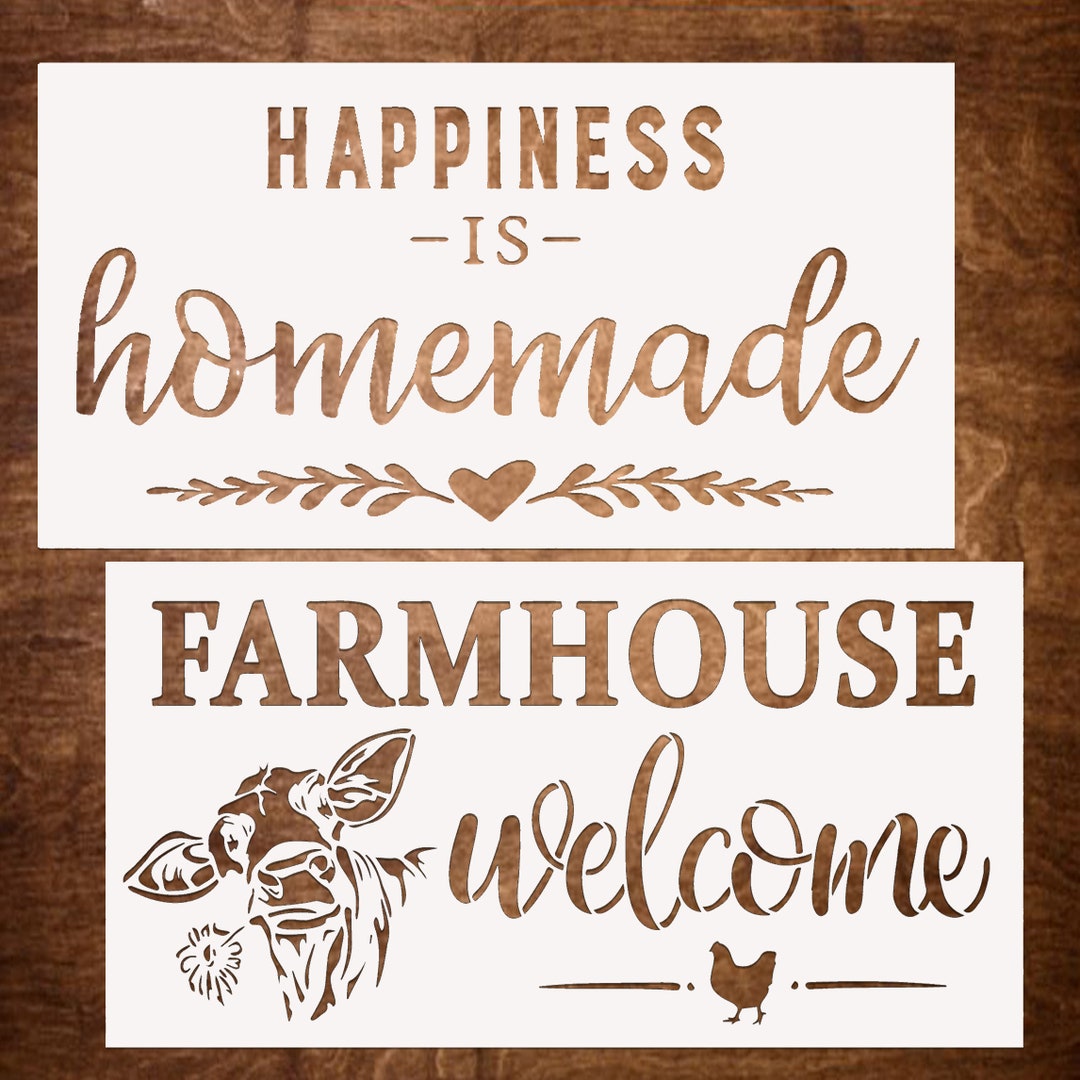 Farmhouse Stencils for Painting, Stencil & Happiness is