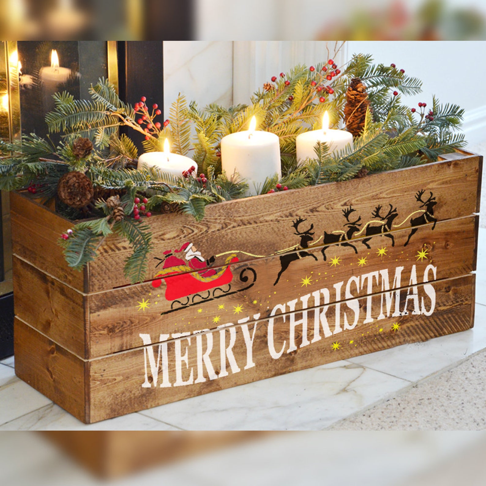 Large Christmas Stencils for Wood Signs Merry Christmas Etsy