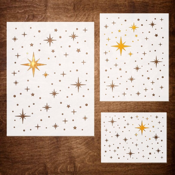 TWINKLE STAR Stencils - sky stencil, starry night stencil, stencil for wall, constellation stencil, planets, nursery stencil- 3 sizes