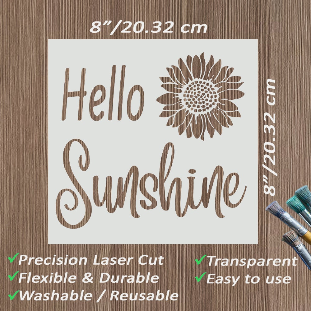HELLO SUNSHINE Stencil Stencils for Wood Signs Canvas &amp; More - Etsy