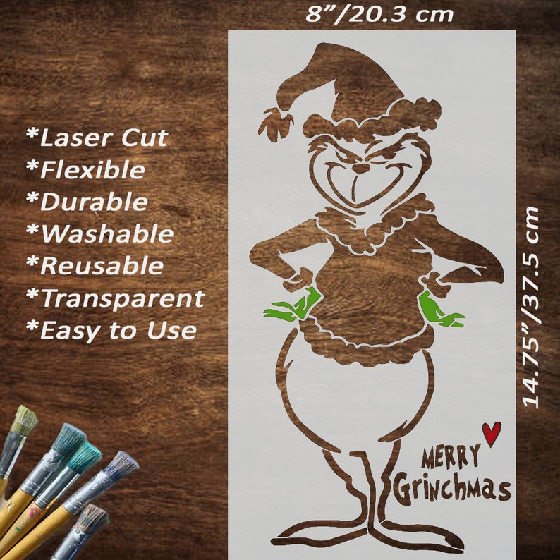 Reusable Christmas Stencil for Painting Grinch Stencil - Etsy