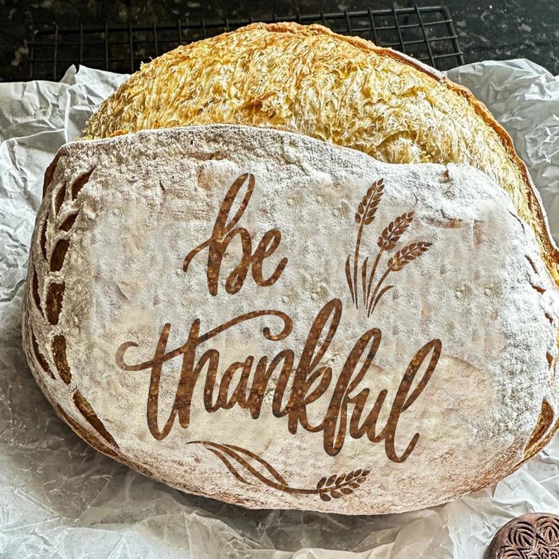 Baking Reusable Stencils - Sourdough Bread Stencil -Be Thankful, 2 Wheat (4 pack -Stencils only) image 3