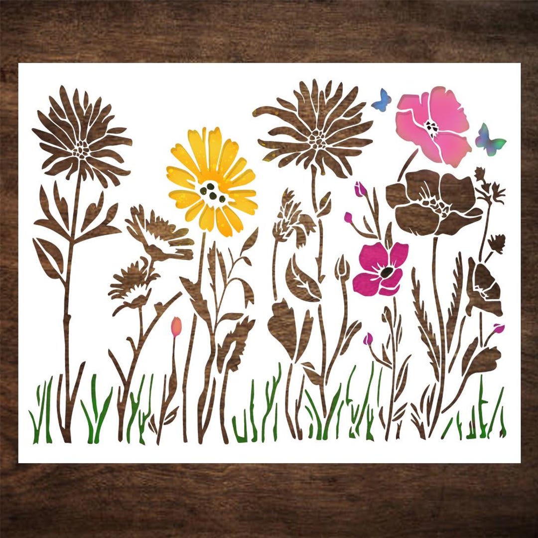Large Flower Stencil, Reusable Stencils for Painting, Crafts - Floral ...