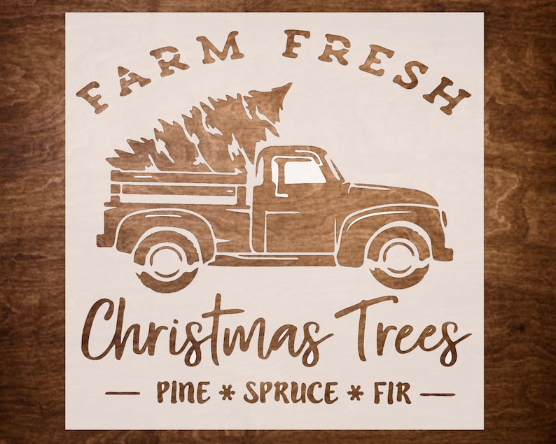 Reusable Christmas Holiday Stencil Farm Fresh CHRISTMAS TREE Etsy