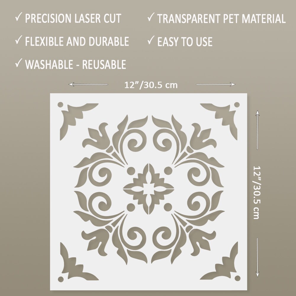 SET of 2 MOROCCAN Mandala (12"x12") Stencil for Painting on Walls ...