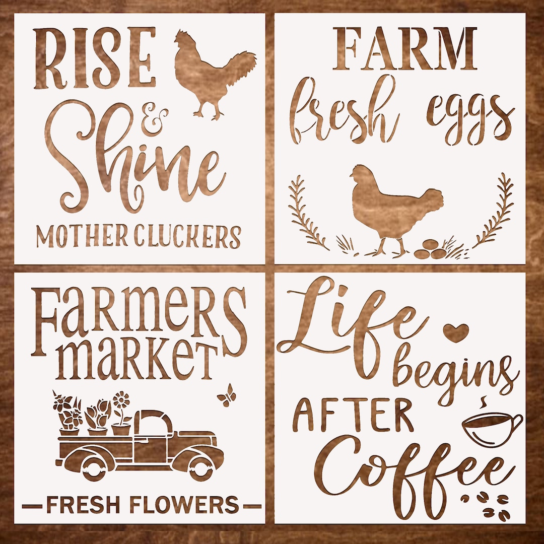 Farmhouse Stencils for Painting on Wood Canvas Farmhouse Etsy