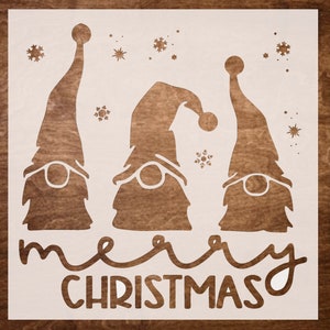 Reusable Merry Christmas Stencil for Painting - Gnome Stencil - Christmas Decor, Art Stencil, DIY Christmas Stencils for Wood Signs